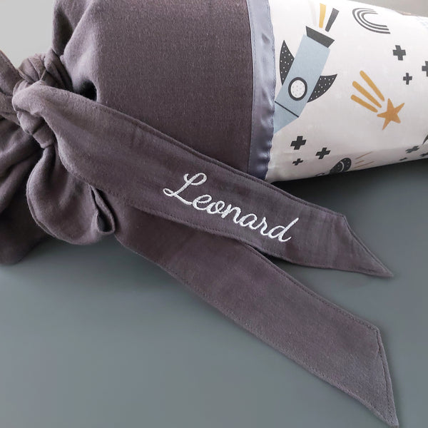 Personalisierte Schultüte - Weltall Raketen in grau/weiß