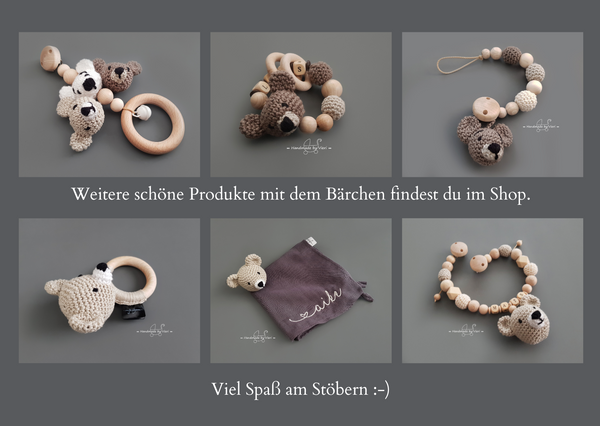 Greifling mit Namen – gehäkeltes Bärchen - handmadebyvieri