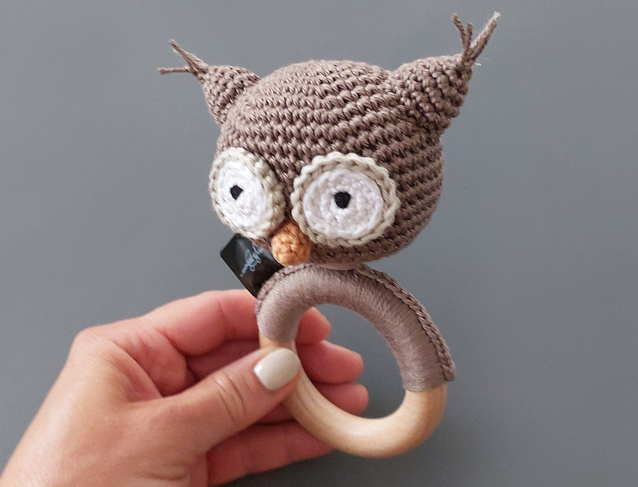 Baby-Rassel „Eule“ – Greifling &amp; Geschenkidee ab 6 Monaten