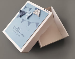 Baby Geschenkbox - Girlande, blau