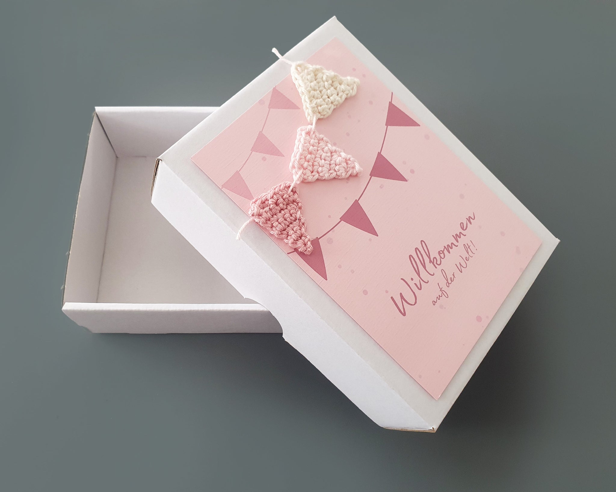 Baby Geschenkbox - Girlande, rosa