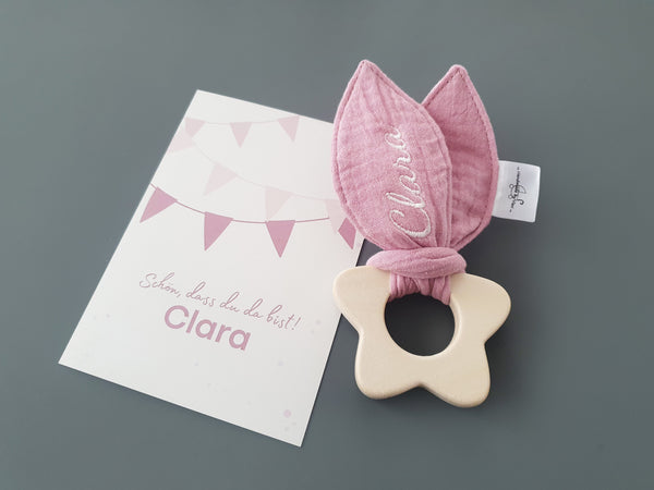 Personalisierte Baby Geschenkbox 4-teilig - Girlande, rosa