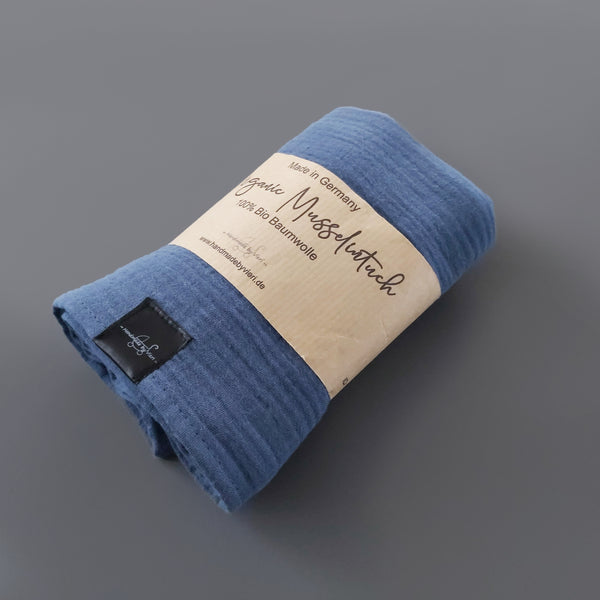 Baby Geschenkset für Mädchen 5-teilig: Halstuch, Greifling mit Knistertuch, Musselintuch, Schnullerkette und Babykarte, Geschenk zur Geburt, personalisiertes Geschenk, blue shadow/babyblau