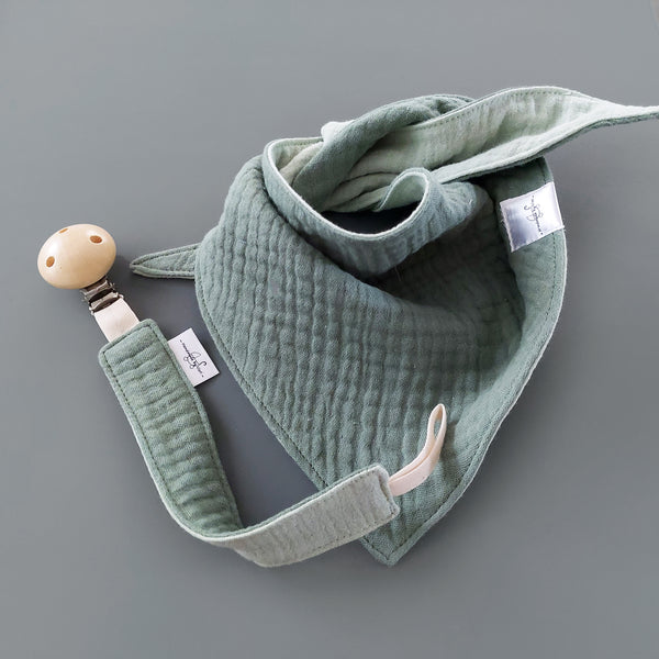 Baby Geschenkset 2-teilig - Halstuch und Schnullerkette in vielen Farben