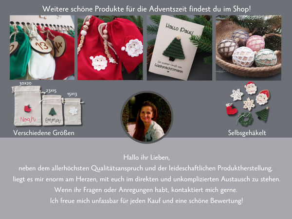 Nikolausbeutel mit Namen - mit roter Schrift