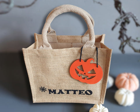 Personalisierte Jutetasche Halloween - Kürbis Halloween Party