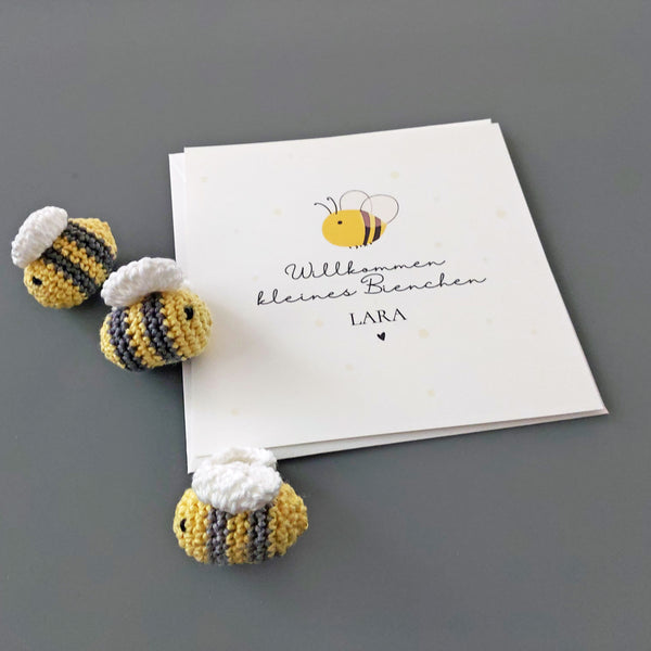 Personalisierte Baby-Grußkarte zur Geburt mit Bienen-Design
