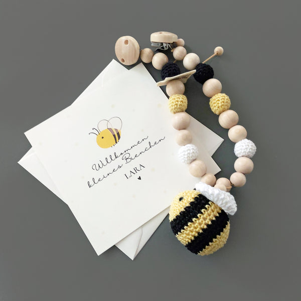 Personalisierte Baby-Grußkarte zur Geburt mit Bienen-Design