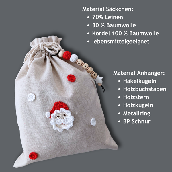 Nikolaus Stoffbeutel personalisiert - groß 30x40