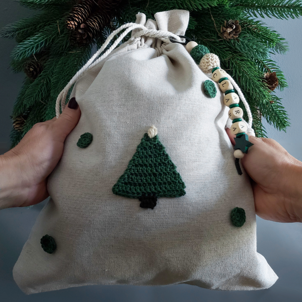 Tannenbaum Weihnachtsbeutel personalisiert - groß 30x40