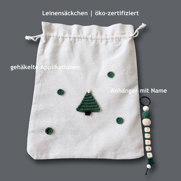 Tannenbaum Weihnachtsbeutel personalisiert - groß 30x40