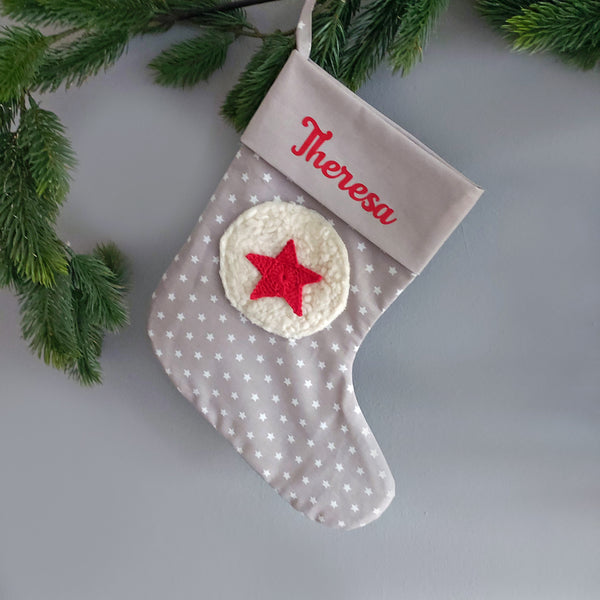 Zauberhafte Nikolausstiefel für Kinder - Ein weihnachtliches Highlight, Nikolausstiefel zum Befüllen, Nikolausstrumpf, in grau/beige