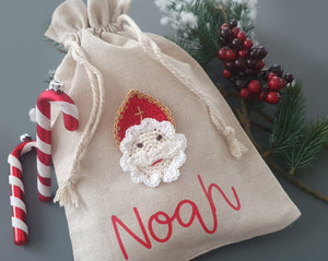Nikolausbeutel mit Namen - mit roter Schrift in drei Größen