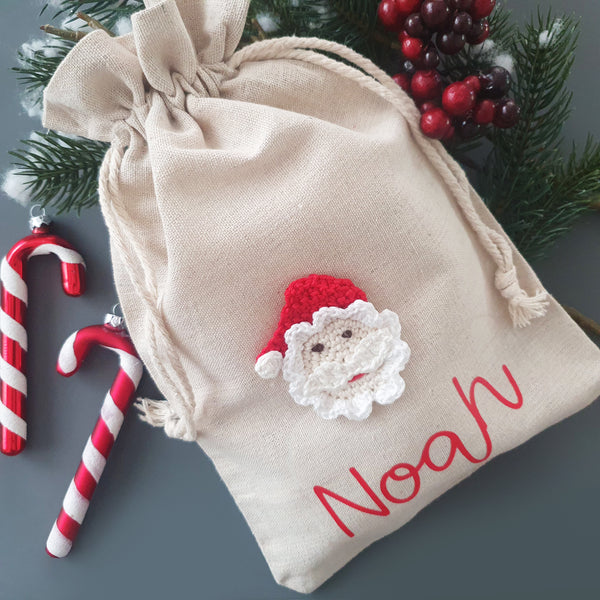 Nikolausbeutel mit Namen - mit roter Schrift in drei Größen