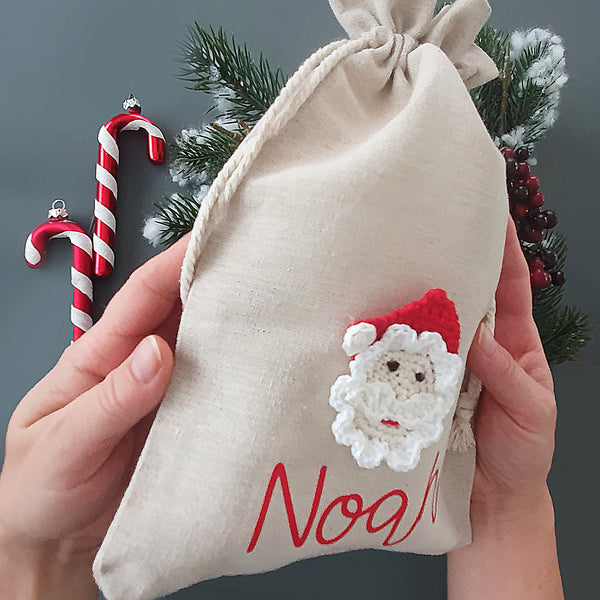 Nikolausbeutel mit Namen - mit roter Schrift in drei Größen