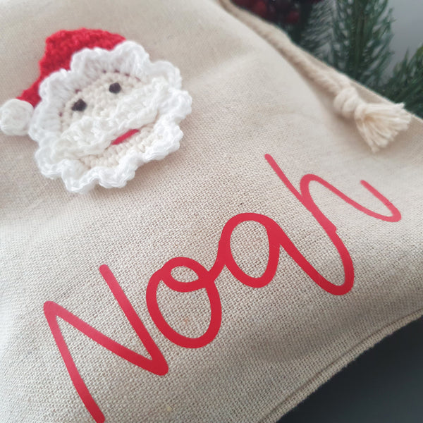 Nikolausbeutel mit Namen - mit roter Schrift in drei Größen