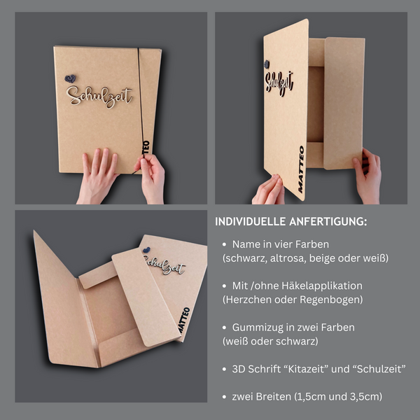 Personalisierte Sammelmappe für Erinnerungen und kreative Werke- Kitazeit, Herz