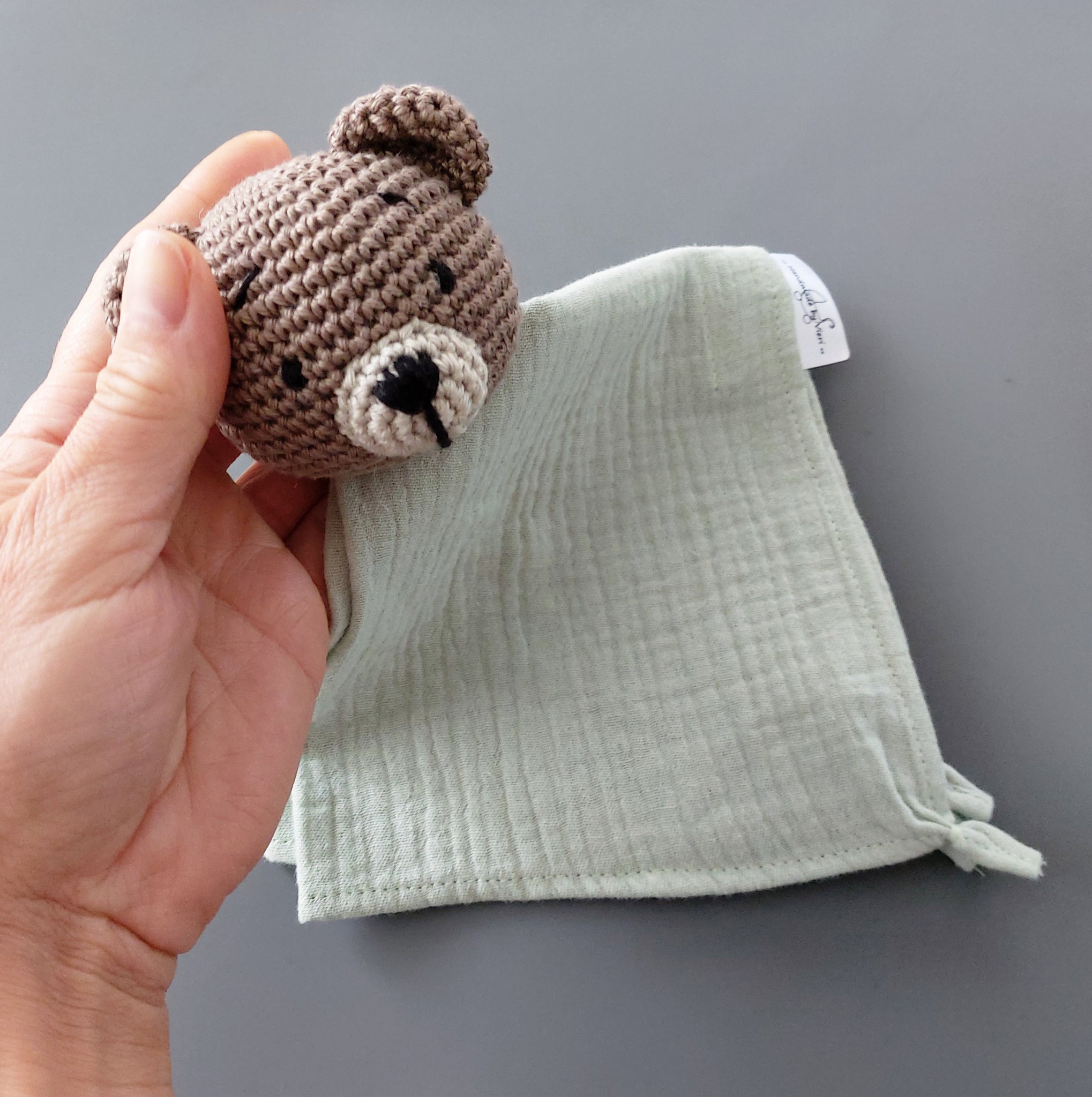 Baby Schmusetuch aus Musselin Bär braun