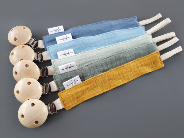 Personalisiertes Schnullerband - Musselin in verschiedenen Farben