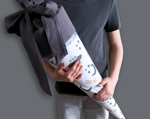 Personalisierte Schultüte - Weltall Raketen in grau/weiß