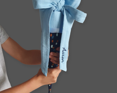 Kleine personalisierte Geschwistertüte - Konfetti in blau