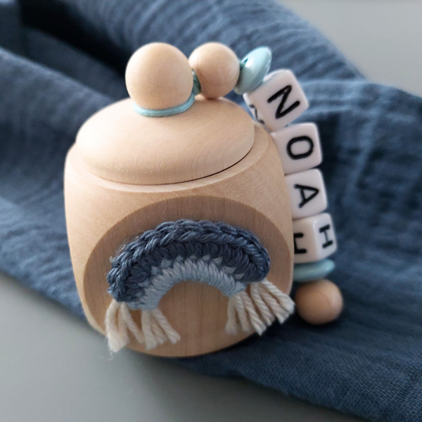 Personalisierter Zahnfee-Brief und einer Zahndose - Regenbogen in blau