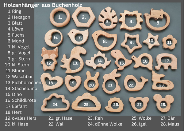 Kinderwagenkette mit Knisterohren mit Namen - Waschbär, bordeaux