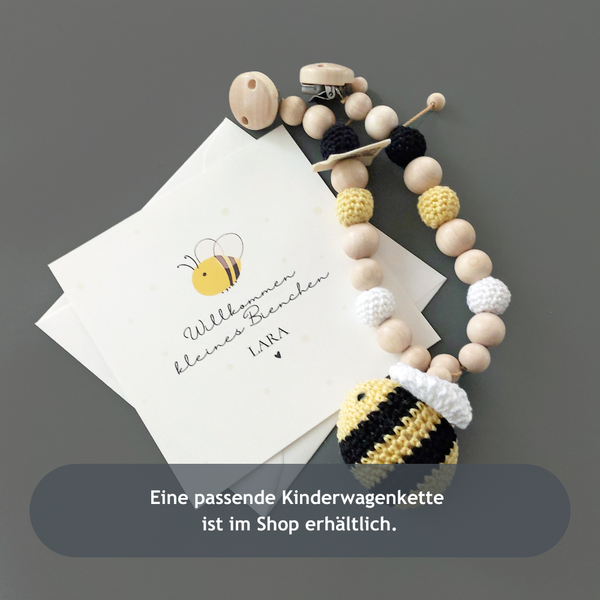 Personalisierte Baby-Grußkarte zur Geburt mit Bienen-Design