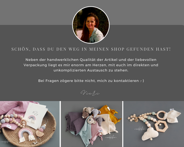 Schmusetuch mit Namen - Elefant in hellgrau/ altrosa - handmadebyvieri