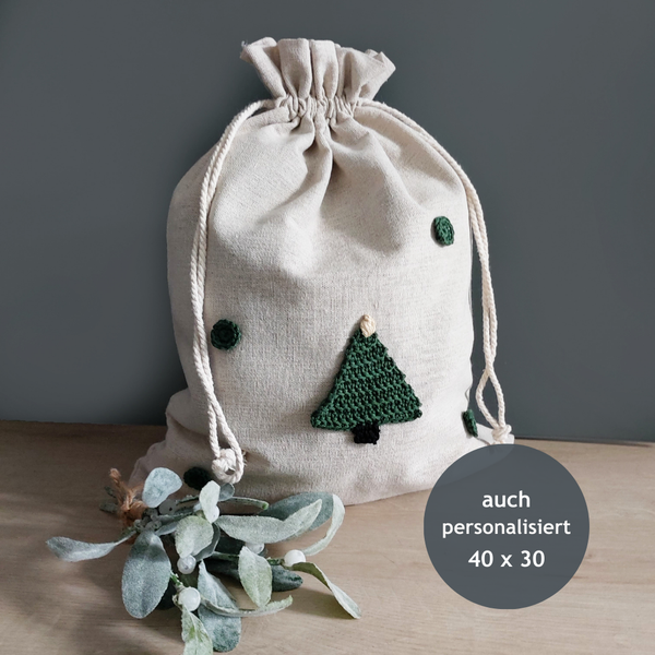 Tannenbaum Weihnachtsbeutel personalisiert - groß 30x40