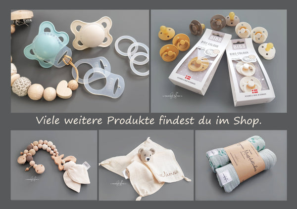 Set Schnullerband und Greifling ohne Namen - Musselin in verschiedenen Farben