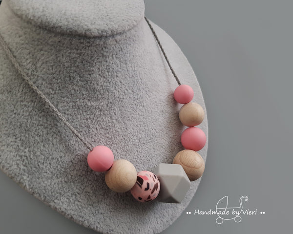 Stillkette/ Halskette - rosa mit Muster