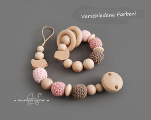 Praktisches Set oder einzeln - Schnullerkette und Greifling - handmadebyvieri