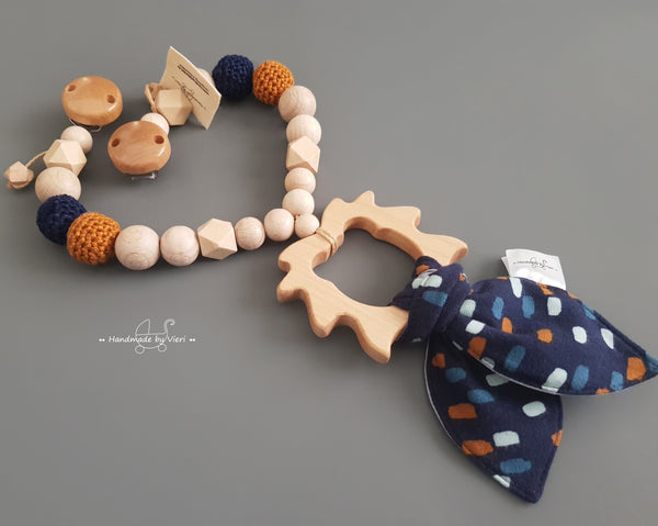 Kinderwagenkette mit Knisterohren ohne Namen - Löwe, Konfetti