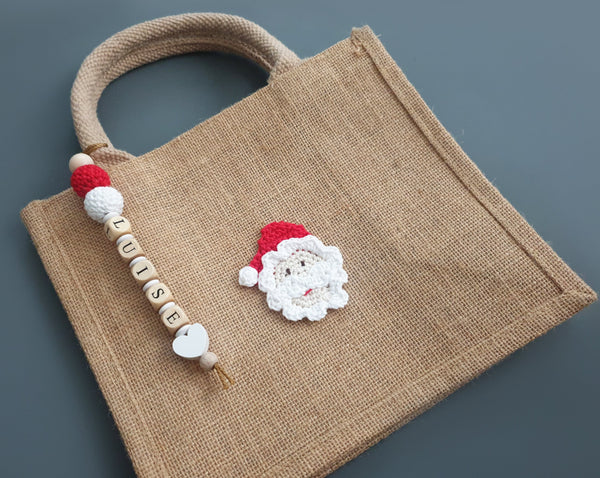 Jutetasche mit Namen - Nikolaus/ Weihnachtsmann
