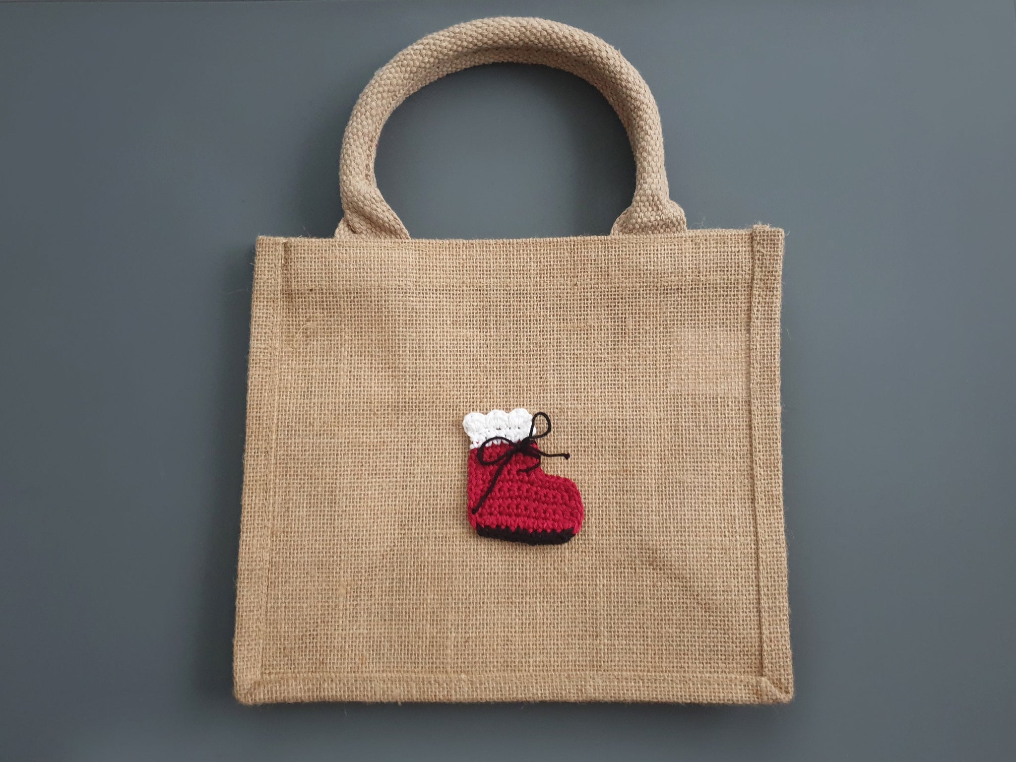 Jutetasche mit Namen - Nikolausstiefel