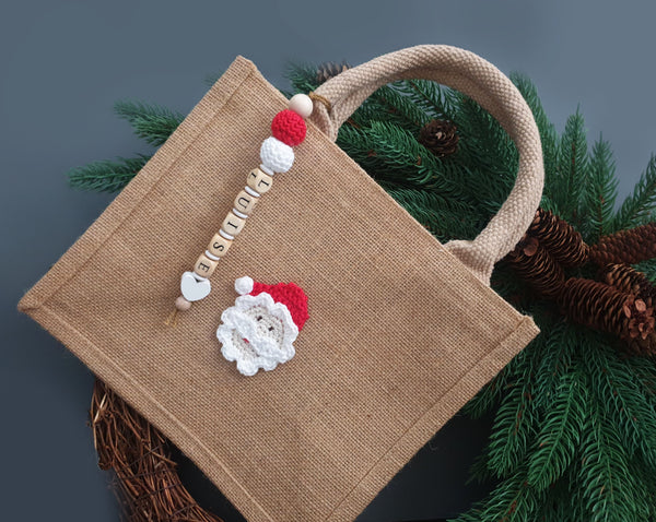 Jutetasche mit Namen - Nikolaus/ Weihnachtsmann