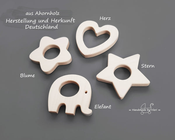 Knisterohren mit Namen- 2 in 1 Schnullerkette mit Greifling, verschiedene Farben