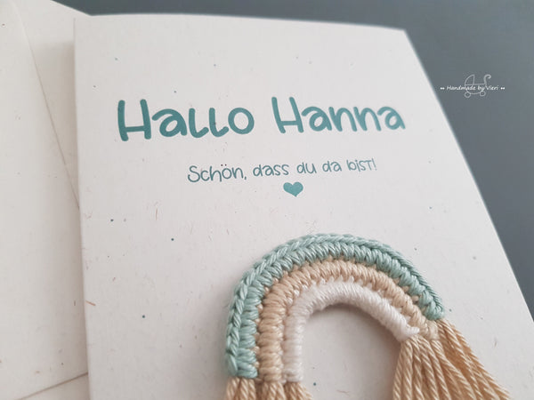 Personalisierte Geburtskarte - Regenbogen, vanille