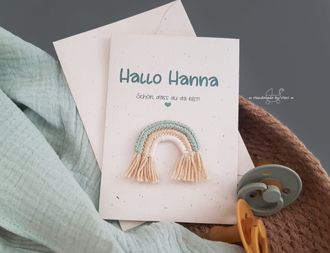 Personalisierte Geburtskarte - Regenbogen, vanille