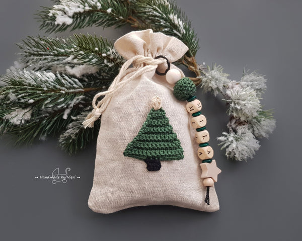 Handgemachte Weihnachtskarte - Tannenbaum, vom Christkind