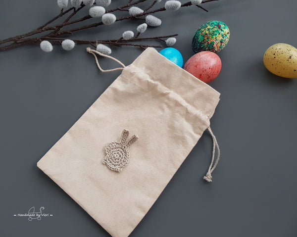 Ostersäckchen / Osterbeutel mit Namen - Osterhase, sand