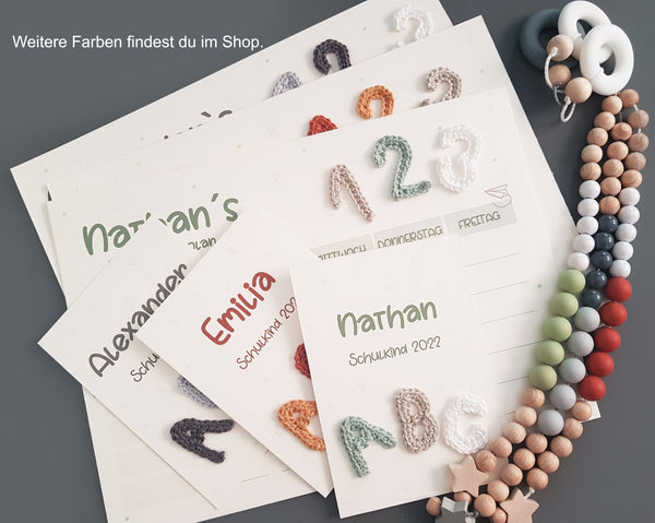 123/ABC 3-teiliges Geschenkset mit Namen- grau, Schulkind 2023