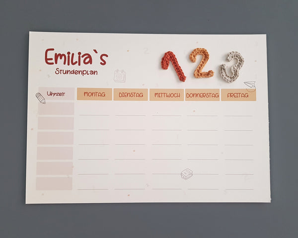123/ABC 3-teiliges Geschenkset mit Namen- fuchs/senf, Schulkind 2023