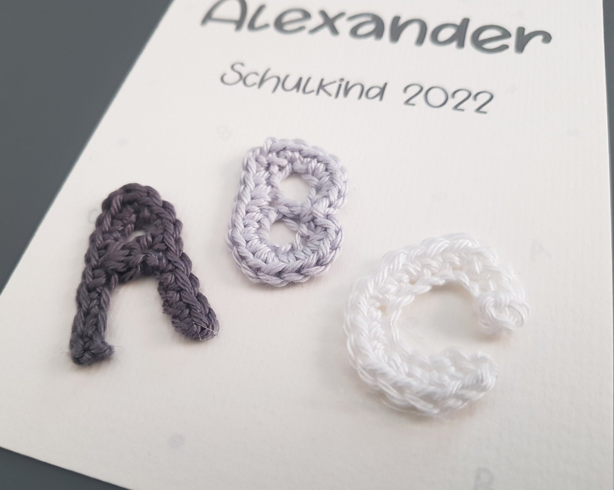 ABC Glückwunschkarte mit Namen- Schulkind 2023