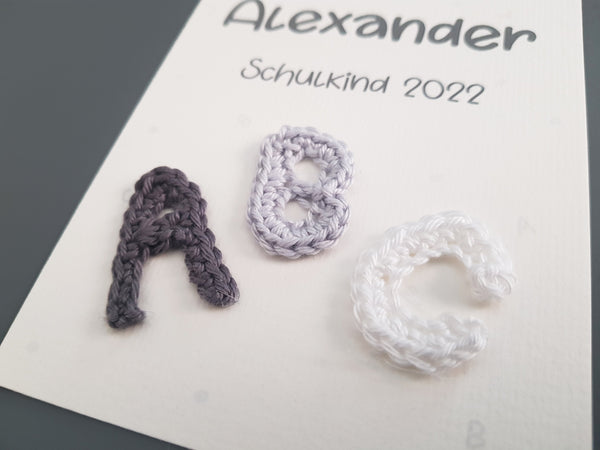123/ABC 3-teiliges Geschenkset mit Namen- grau, Schulkind 2023