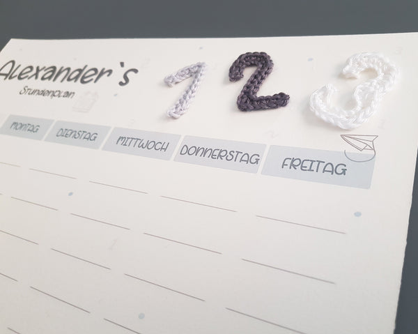 123/ABC 3-teiliges Geschenkset mit Namen- grau, Schulkind 2023