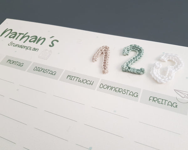 123/ABC 3-teiliges Geschenkset mit Namen- grün, Schulkind 2023