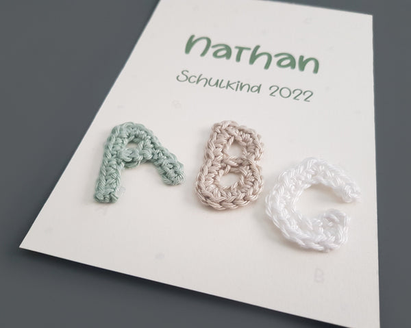 123/ABC 3-teiliges Geschenkset mit Namen- grün, Schulkind 2023