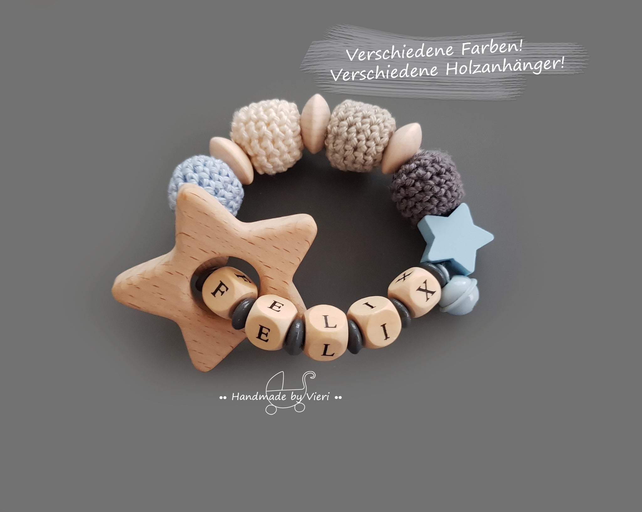 Greifling mit Namen – Stern klein - handmadebyvieri